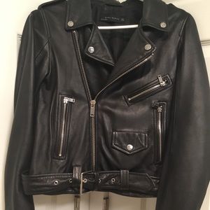 Zara Faux Leather Moto Biker Jacket
